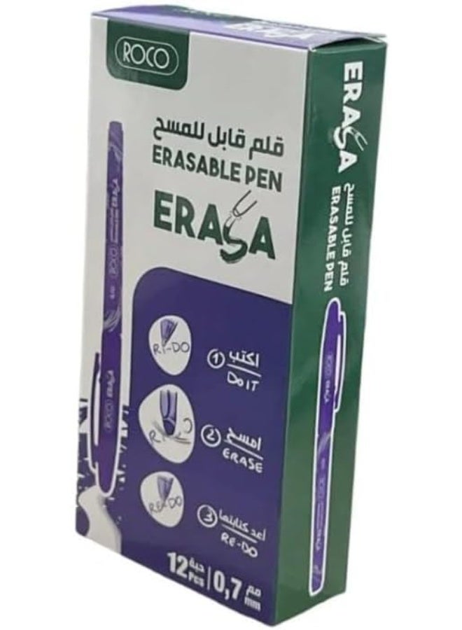 ROCO 12 Pieces Erasable Pen 0.7mm Blue - Image 1